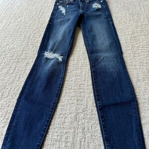 Good American Dark Blue Distressed Skinny Jeans